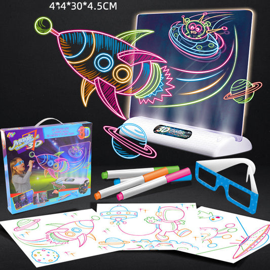 3D Magic Drawing Board LED VR Montessori Educational Toys DIY Children Graffiti Painting Lcd Writing Tablet Coloring Blackboard