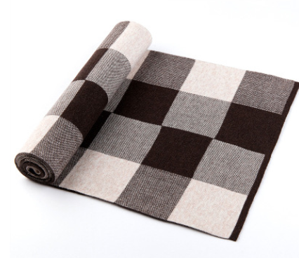Men's scarf wool plaid scarf scarf winter scarf processing wholesale gift ladies knitting stitching