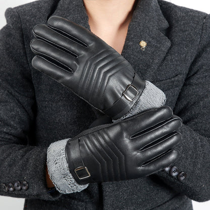 Gloves men winter plus velvet thickening