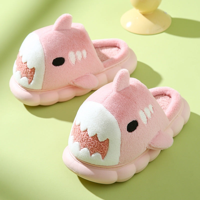 Winter Shark Slippers Fashion Thick Bottom Garden Home Shoes Indoor Non-slip Furry Warm Couple Cotton Slippers Women Men